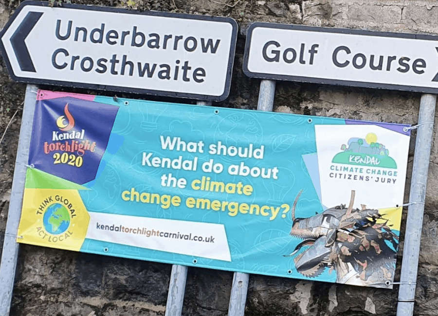 Large banners were displayed for four months across the town encouraging members of the public to think about the jury’s question ‘what should Kendal do about the emergency of climate change?'